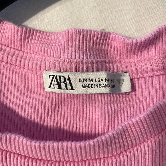 Zara Pink Ruffle-Shoulder Ribbed Tank - Picture 3 of 3